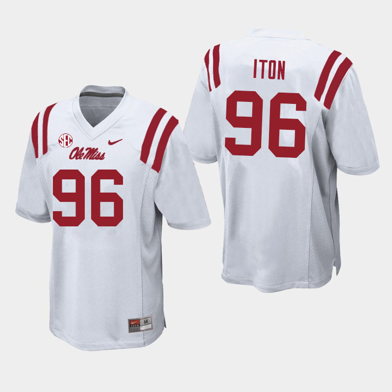Men #96 Isaiah Iton Ole Miss Rebels College Football Jerseys Sale-White - Click Image to Close